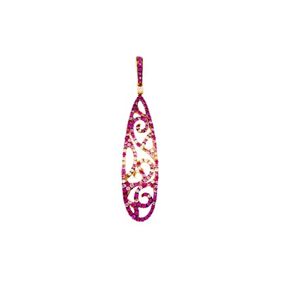 Lot 1025 - Rose Gold, Diamond and Pink Sapphire Pendant