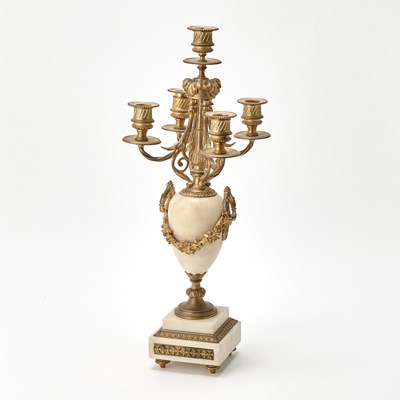 Lot 212 - Pair of Louis XVI Style Gilt-Bronze and Marble Candelabra