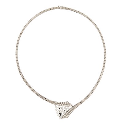 Lot 1122 - White Gold and Diamond Necklace