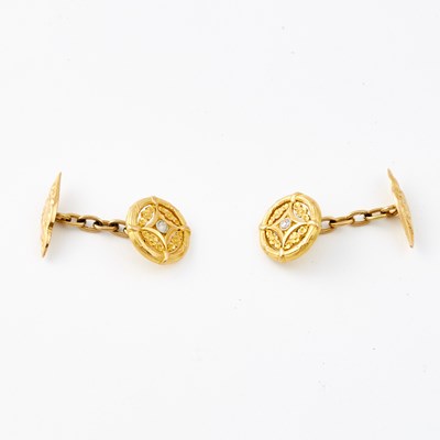 Lot 85 - Two Rose Diamond Cuff Links, 14K 5 dwt.