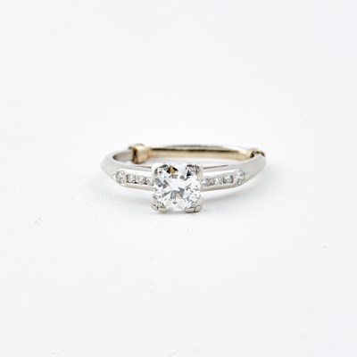 Lot 101 - Diamond Engagement Ring, center stone about 0.70 ct., Platinum 2 dwt.