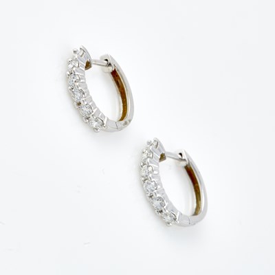 Lot 154 - Two Diamond Earrings, 12 diamonds about 1.20 cts., 14K 2 dwt.