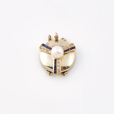 Lot 186 - Diamond, Bead and Stone Clasp, 14K 3 dwt. all