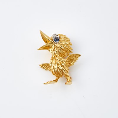 Lot 191 - Diamond and Stone Pin, 18K 7 dwt. all, stone missing