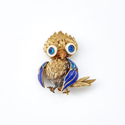Lot 192 - Gold, Stone and Enamel Pin, 14K 8 dwt. all, damaged