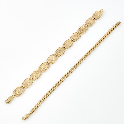 Lot 211 - Two Gold Flexible Bracelets, 14K 8 dwt.
