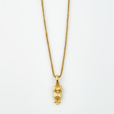 Lot 307 - Gold Pendant and Neck Chain, 18K 4 dwt., damaged