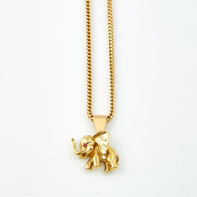 Lot 313 - Gold and Stone Pendant and Neck Chain, 14K 11 dwt., all