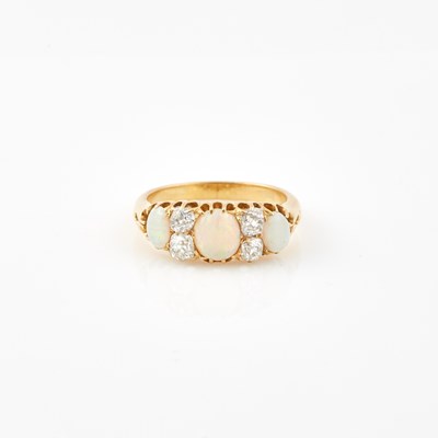Lot 386 - Diamond and Stone Ring, 4 diamonds about 0.75 ct., 18K 4 dwt. all