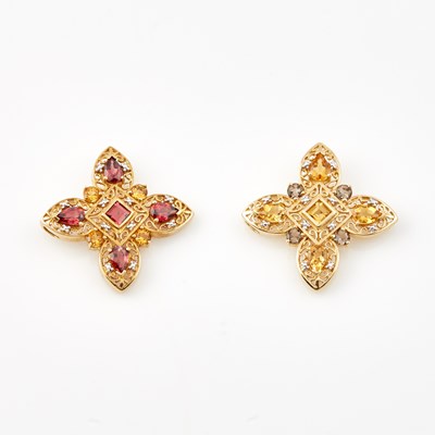 Lot 390 - Two Gold and Stone Pendants, 14K and 10K 8 dwt. all