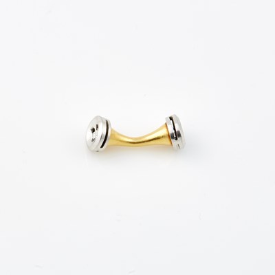 Lot 413 - Diamond Cuff Link, Platinum and 18K 5 dwt. all, bears signature Emil Kahn