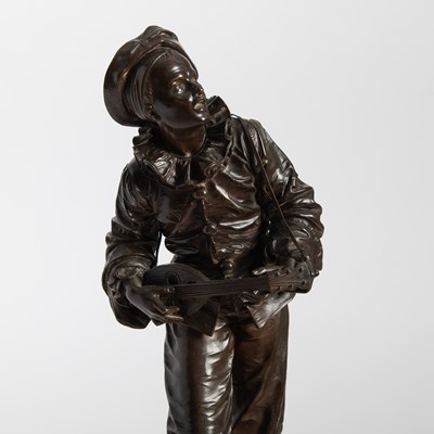 Lot 290 - Patinated Bronze Figure of a Minstrel: Au Clair de la Lune