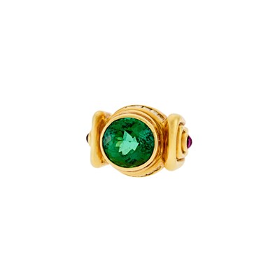 Lot 2026 - Gold, Tourmaline, Pink Sapphire and Diamond Ring