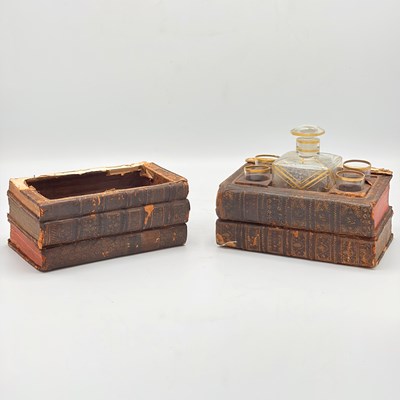 Lot 1114 - Embossed Leather Book-form Liquor Box