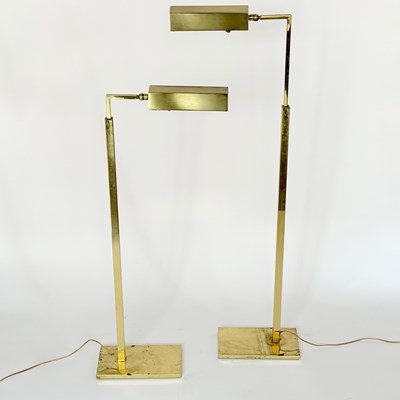 Lot 1117 - Pair of Koch & Lowy Style Brass Plated Adjustable Floor Lamps