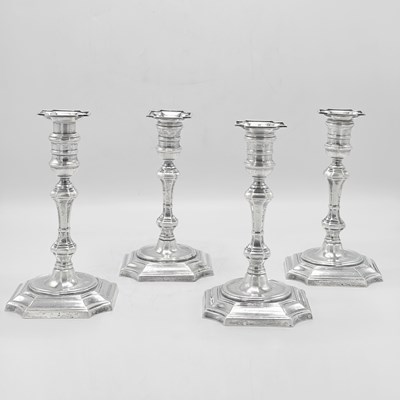 Lot 1218 - Set of Four American Sterling Silver Candlesticks