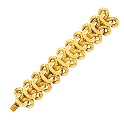 Lot 1057 - Antique Wide Gold Link Bracelet