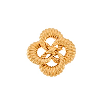Lot 1006 - Fluted Gold Clover Pendant-Brooch