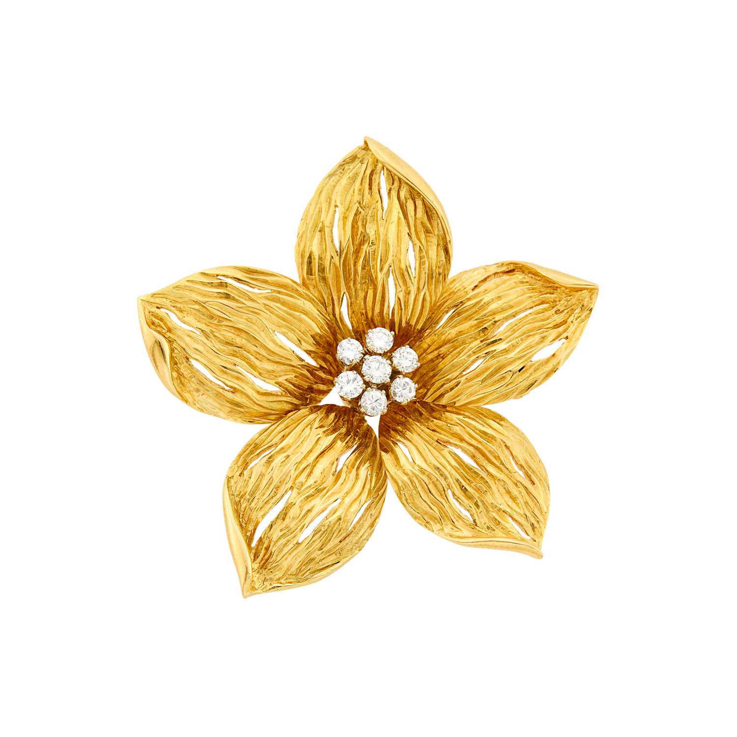 Lot 12 - Gold and Diamond Flower Brooch