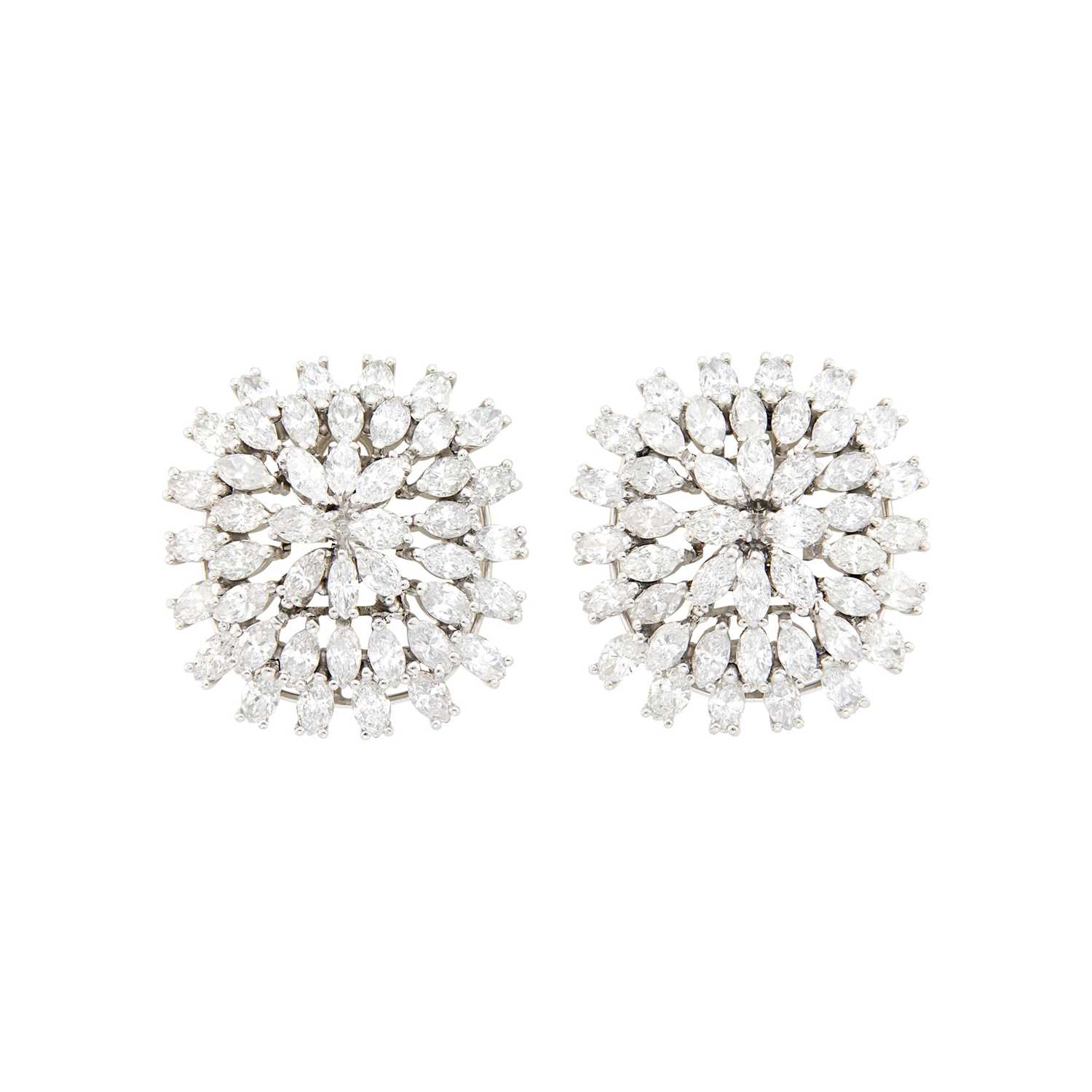 Lot 1154 - Pair of Platinum and Diamond Earclips