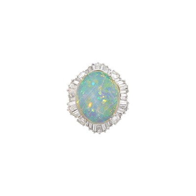 Lot 2155 - Platinum, Opal and Diamond Ballerina Ring
