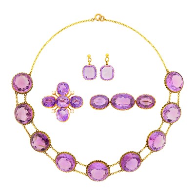 Lot 1166 - Group of Antique Gold, Gilt-Metal and Amethyst Jewelry