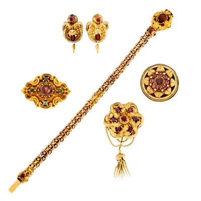 Lot 1182 - Group of Antique Gold and Gem-Set Jewelry