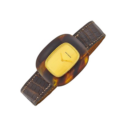 Lot 9 - Boucheron Gold and Tortoise Shell Acrylic Wristwatch, France