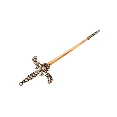 Lot 1178 - Silver, Gold and Diamond Sword Stick Pin