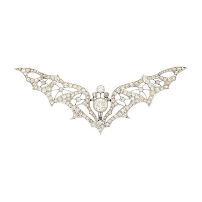 Lot 90 - Art Nouveau Platinum and Diamond Bat Brooch