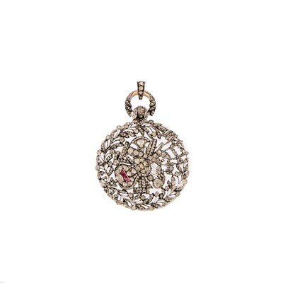 Lot 1179 - Silver, Diamond and Ruby Instrument Pendant