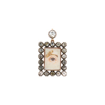 Lot 1181 - Antique Low Karat Gold, Silver and White Topaz 'Lover's Eye' Pendant