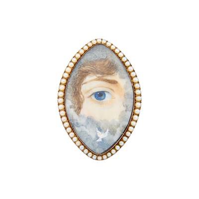 Lot 1187 - Antique Low Karat Gold and Split Pearl 'Lover's Eye' Pendant-Brooch