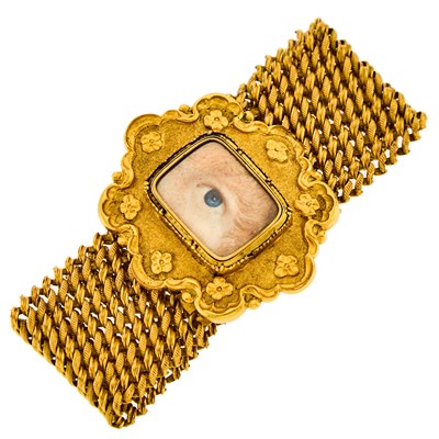Lot 1190 - Antique Pinchbeck 'Lover's Eye' Bracelet