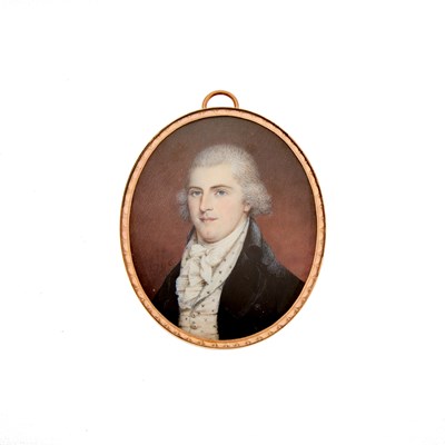Lot 1196 - Low Karat Rose Gold and Painted Portrait Pendant