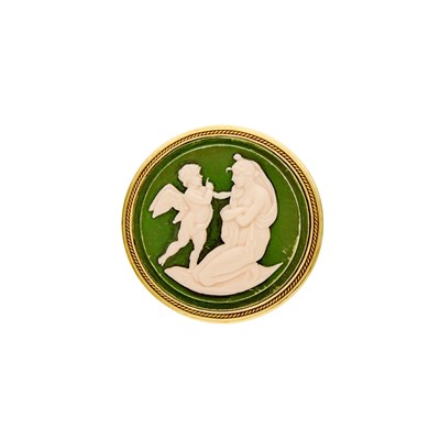 Lot 1185 - Gold and Jasperware Pendant-Brooch