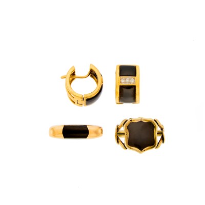 Lot 1232 - Group of Gold and Black Onyx Jewelry