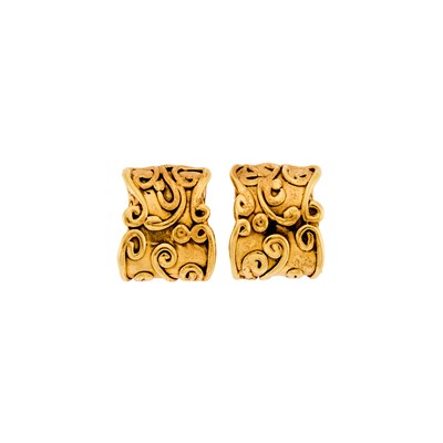 Lot 1056 - Pair of Gold Earrings