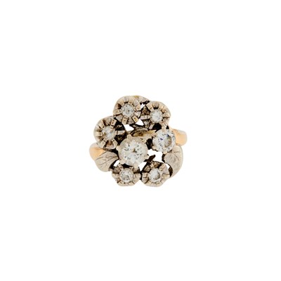 Lot 1163 - Two-Color Gold and Diamond Ring