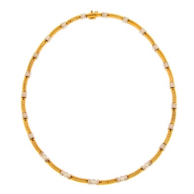 Lot 1064 - Two-Color Gold and Diamond Necklace