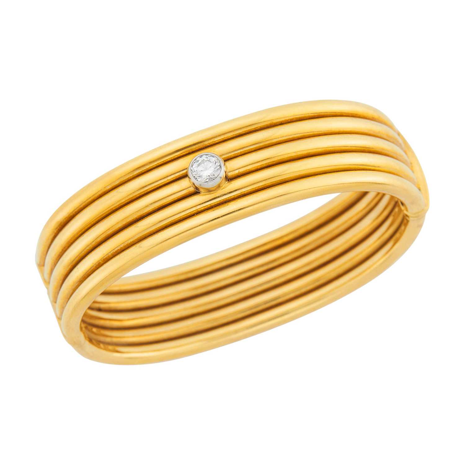 Lot 174 - Tiffany & Co., Paloma Picasso Gold, Platinum and Diamond Cuff Bangle Bracelet