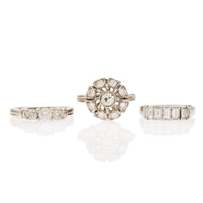 Lot 2100 - Three Platinum and Diamond Rings