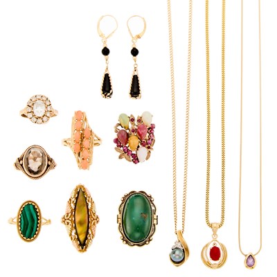 Lot 1260 - Group of Gold and Low Karat Gold Jewelry