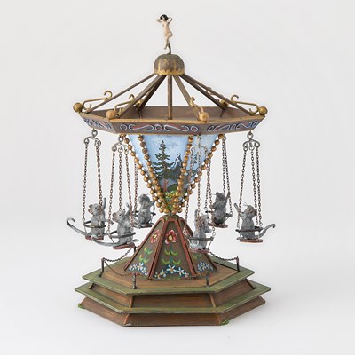 Lot 542 - Vienna Cold-Painted Bronze and Metal Mouse Carousel