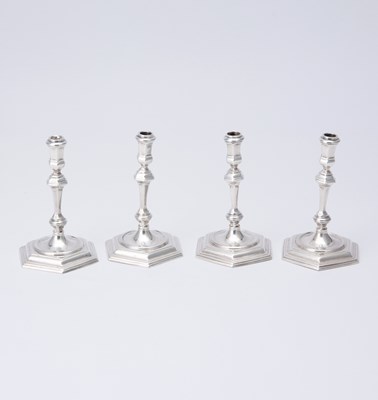 Lot 131 - Set of Four English Sterling Silver Tapersticks