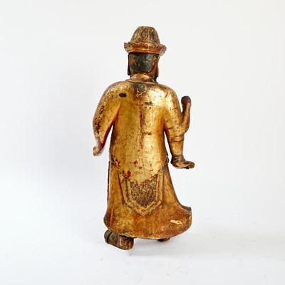 Lot 145 - A Large Chinese Gilt Lacquered Wood Figure of a Guardian