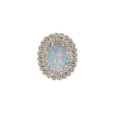 Lot 1145 - White Gold, White Opal and Diamond Ring