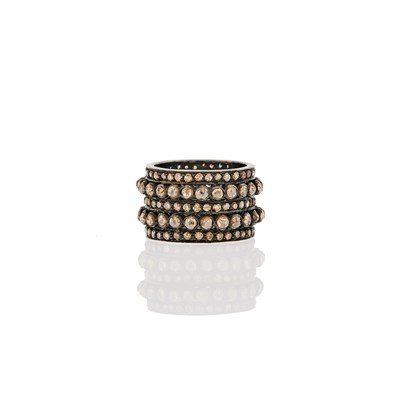 Lot 2296 - Wide Silver and Colored Diamond Band Ring