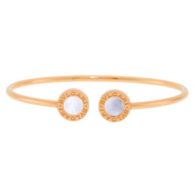 Lot 2003 - Bulgari Rose Gold and Mother-of-Pearl 'Bvlgari-Bvlgari' Bangle Bracelet