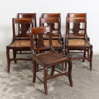 Lot 382 - Set of Seven American Classical Maple Dining Chairs